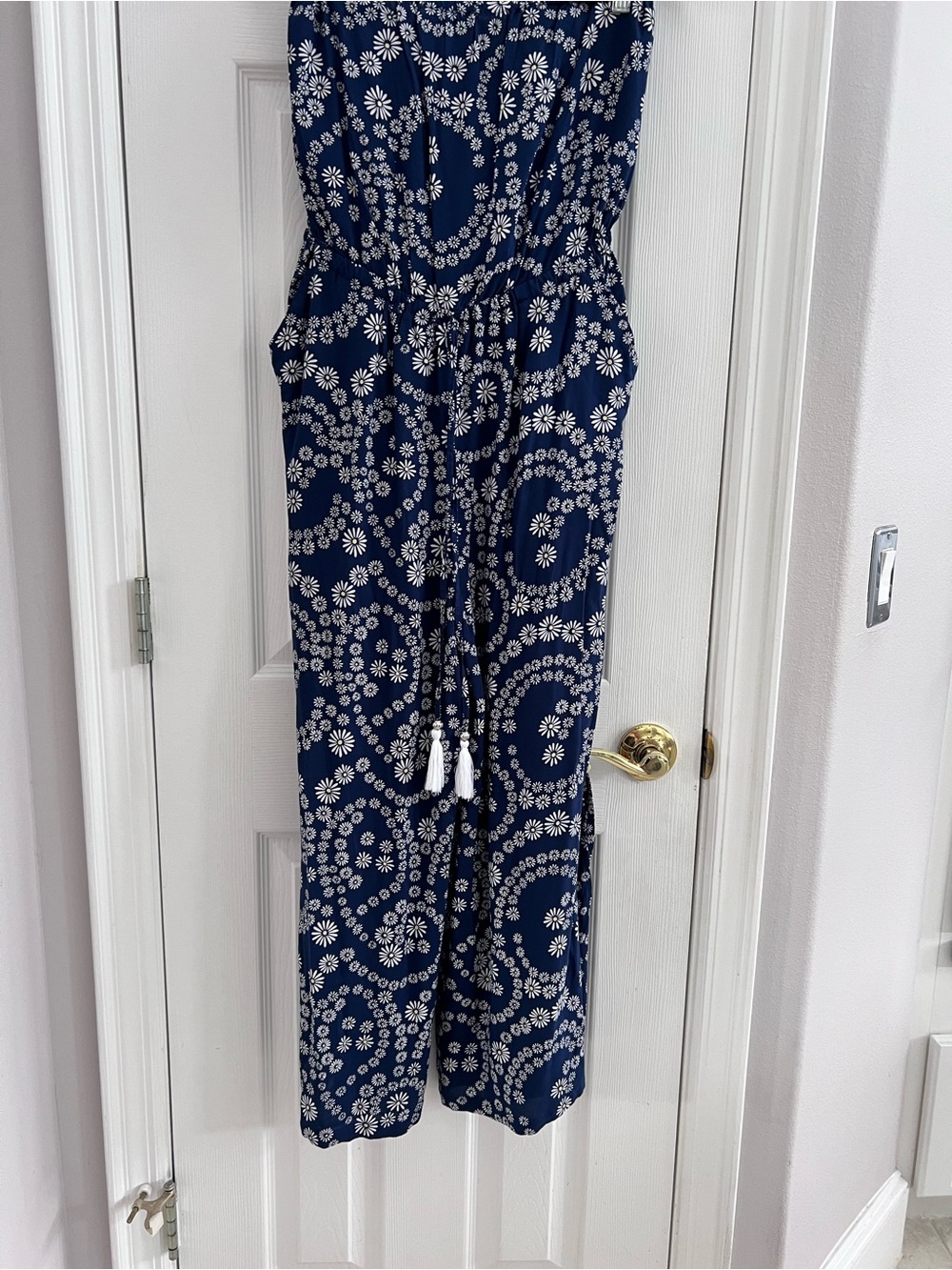 blue island Navy Strapless Floral Print swim coverup